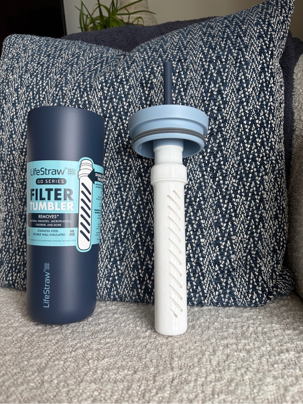LifeStraw 18oz Go Series Water Filter Tumbler~ Color Aegean Sea - Picture 2 of 9